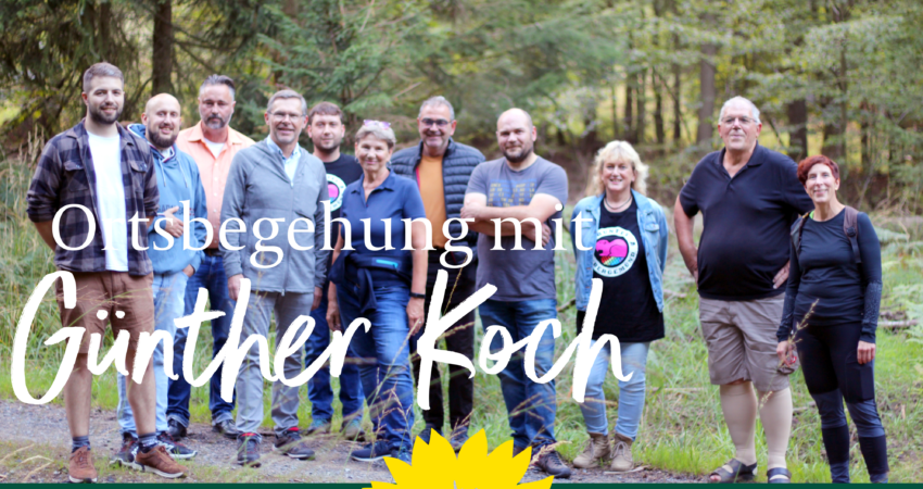 Gruppenbild von der Ortsbegehung der Windenergie-Vorrangfläche 3-204 mit Günther Koch